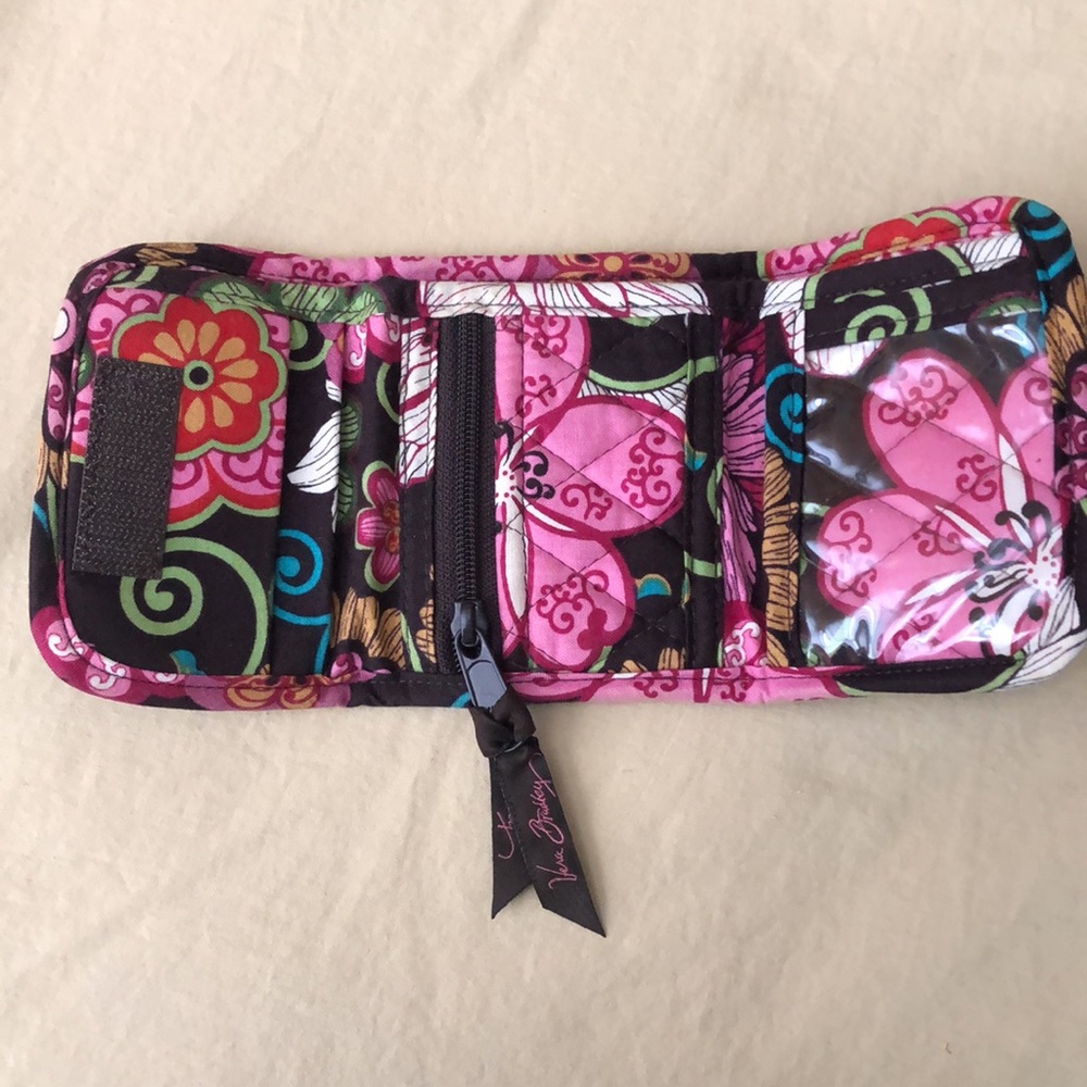 Vera Bradley Wallet Mod Floral Pink Brown Retired Tri Fold - Picture 2 of 6